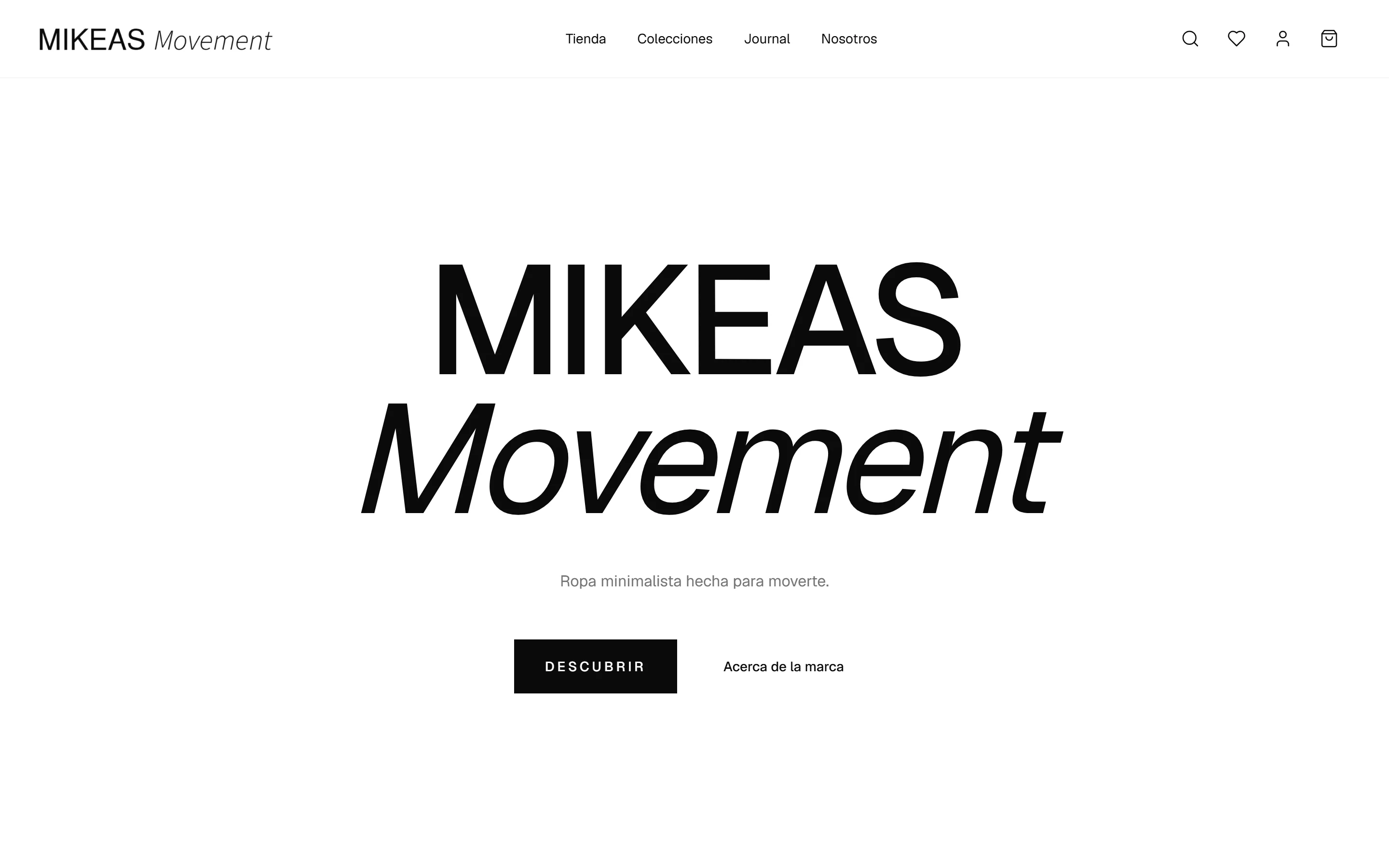 The storefront carries the brand: minimalist apparel, minimalist canvas.